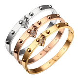 Crystal Rhinestone Lock Bracelet Bangle Stainless Steel Cuff Bangles Jewelry