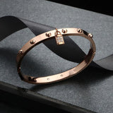 Crystal Rhinestone Lock Bracelet Bangle Stainless Steel Cuff Bangles Jewelry