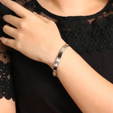 Crystal Rhinestone Lock Bracelet Bangle Stainless Steel Cuff Bangles Jewelry