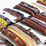 Vintage Braided Bangle Leather Bracelet Set