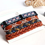 Vintage Braided Bangle Leather Bracelet Set