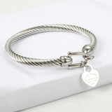 Heart Stainless Steel Wire Bangle Bracelet Wedding Party Cuff Jewelry