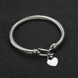 Heart Stainless Steel Wire Bangle Bracelet Wedding Party Cuff Jewelry