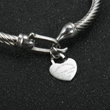 Heart Stainless Steel Wire Bangle Bracelet Wedding Party Cuff Jewelry