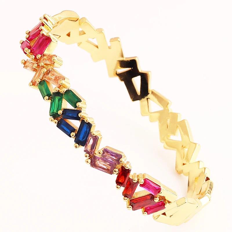 Crystal Cuff Bracelets for Women CZ Colorful Jewelry