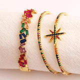 Crystal Cuff Bracelets for Women CZ Colorful Jewelry