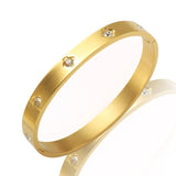 CZ Women Crystal Bracelets Stainless Steel Cuff Love Bangles