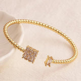 18K Plated Rectangle CZ Women Bangle Bracelet