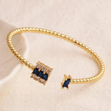 18K Plated Rectangle CZ Women Bangle Bracelet