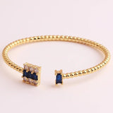 18K Plated Rectangle CZ Women Bangle Bracelet