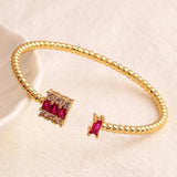 18K Plated Rectangle CZ Women Bangle Bracelet