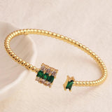 18K Plated Rectangle CZ Women Bangle Bracelet