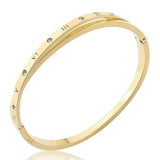 Stainless Steel Crystal Roman Numerals Bracelet for Women