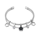 Acrylic Flower Charm Bracelet Bangle Stainless Steel CZ Crystal