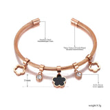 Acrylic Flower Charm Bracelet Bangle Stainless Steel CZ Crystal