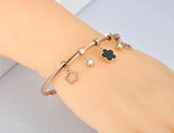 Acrylic Flower Charm Bracelet Bangle Stainless Steel CZ Crystal