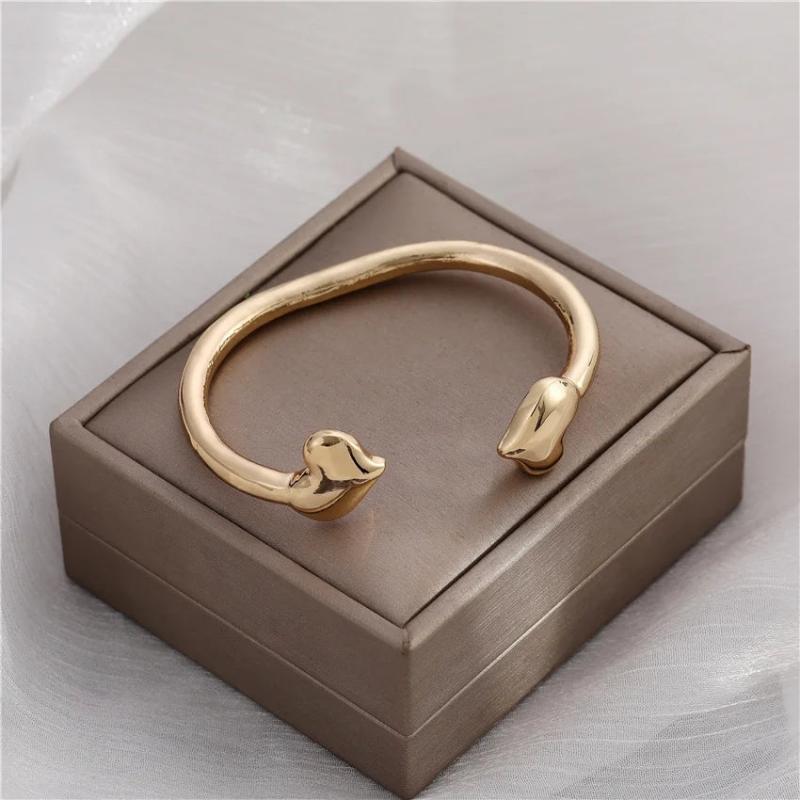 Anslow Heart Charms Wristband Cuff Bangles Bracelets Silver Plated