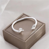 Anslow Heart Charms Wristband Cuff Bangles Bracelets Silver Plated