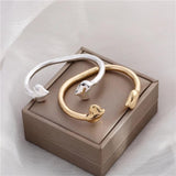 Anslow Heart Charms Wristband Cuff Bangles Bracelets Silver Plated