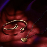Anslow Heart Charms Wristband Cuff Bangles Bracelets Silver Plated