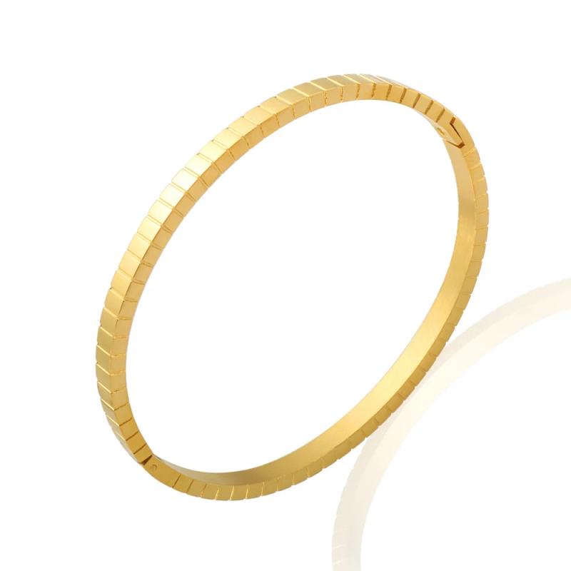 4mm Stripe Engraved Cuff Bracelet Bangle Stack for Women