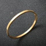 4mm Stripe Engraved Cuff Bracelet Bangle Stack for Women