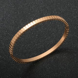 4mm Stripe Engraved Cuff Bracelet Bangle Stack for Women