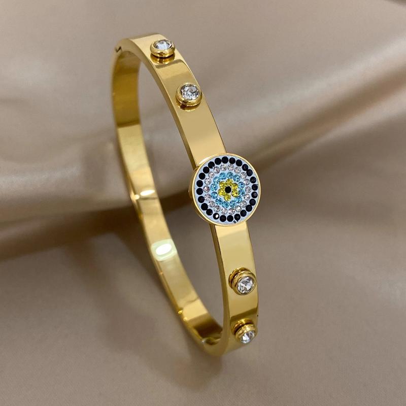 Rhinestone Zircon Stainless Steel Bangles for Women