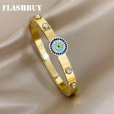 Rhinestone Zircon Stainless Steel Bangles for Women