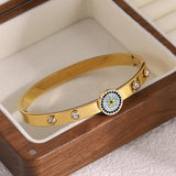 Rhinestone Zircon Stainless Steel Bangles for Women