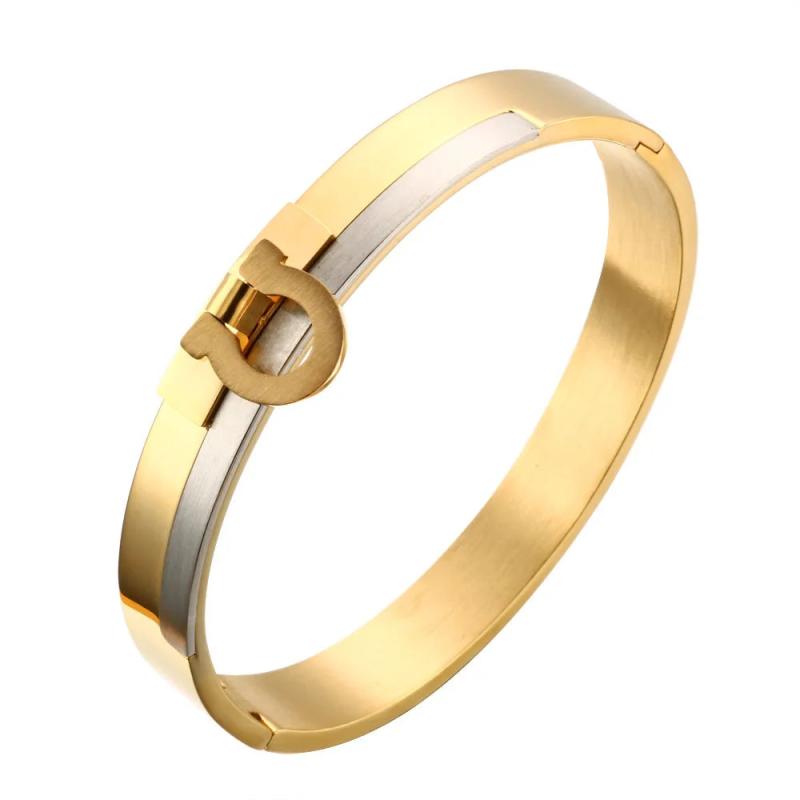 Wide Cuff Charm Bracelets for Women Men Couples Stainless Steel Gift