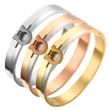 Wide Cuff Charm Bracelets for Women Men Couples Stainless Steel Gift