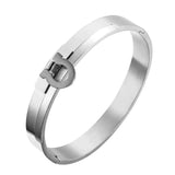 Wide Cuff Charm Bracelets for Women Men Couples Stainless Steel Gift