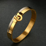 Wide Cuff Charm Bracelets for Women Men Couples Stainless Steel Gift