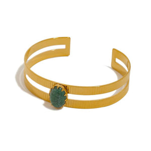 Turquoise Bangle Bracelet Stainless Steel Inlaid Stone
