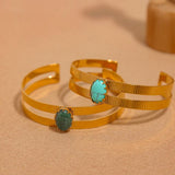 Turquoise Bangle Bracelet Stainless Steel Inlaid Stone