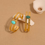 Turquoise Bangle Bracelet Stainless Steel Inlaid Stone