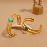 Turquoise Bangle Bracelet Stainless Steel Inlaid Stone