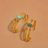 Turquoise Bangle Bracelet Stainless Steel Inlaid Stone
