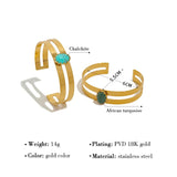Turquoise Bangle Bracelet Stainless Steel Inlaid Stone
