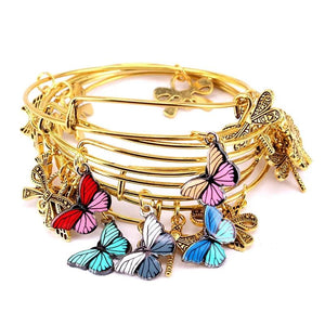 5pcs Bangle Set Bracelets Butterfly Bow Dragonfly Charms Bangles Cuff