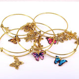 5pcs Bangle Set Bracelets Butterfly Bow Dragonfly Charms Bangles Cuff