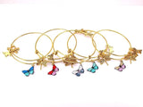 5pcs Bangle Set Bracelets Butterfly Bow Dragonfly Charms Bangles Cuff