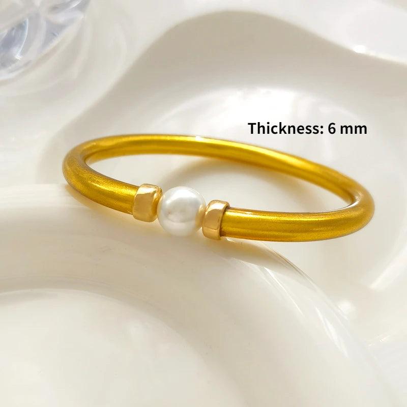 Pearl Charm Bracelet Jewelry Silicone Bracelet for Women Girl
