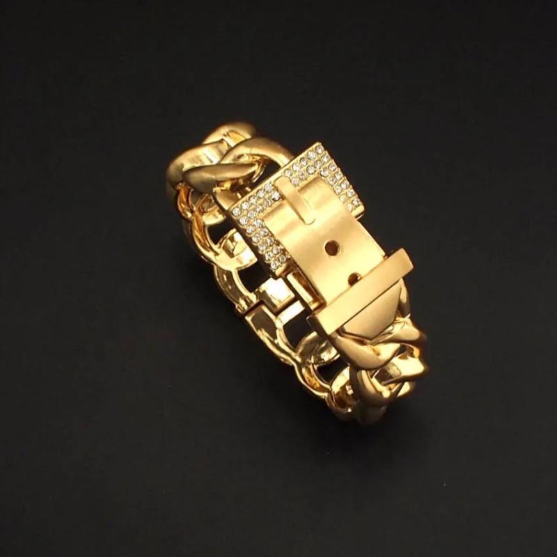 Women Belt Bracelets Rhinestone Charm Cuff Bangles