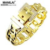 Women Belt Bracelets Rhinestone Charm Cuff Bangles