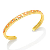 Y2K 18K Plated Evil Eye Bangles Enamel Eye Bracelets Open Cuff Jewelry