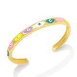 Y2K 18K Plated Evil Eye Bangles Enamel Eye Bracelets Open Cuff Jewelry