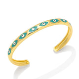 Y2K 18K Plated Evil Eye Bangles Enamel Eye Bracelets Open Cuff Jewelry