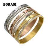 Crystal Roman Numerals Cuff Bracelets Women Bijoux Rhinestones Arm